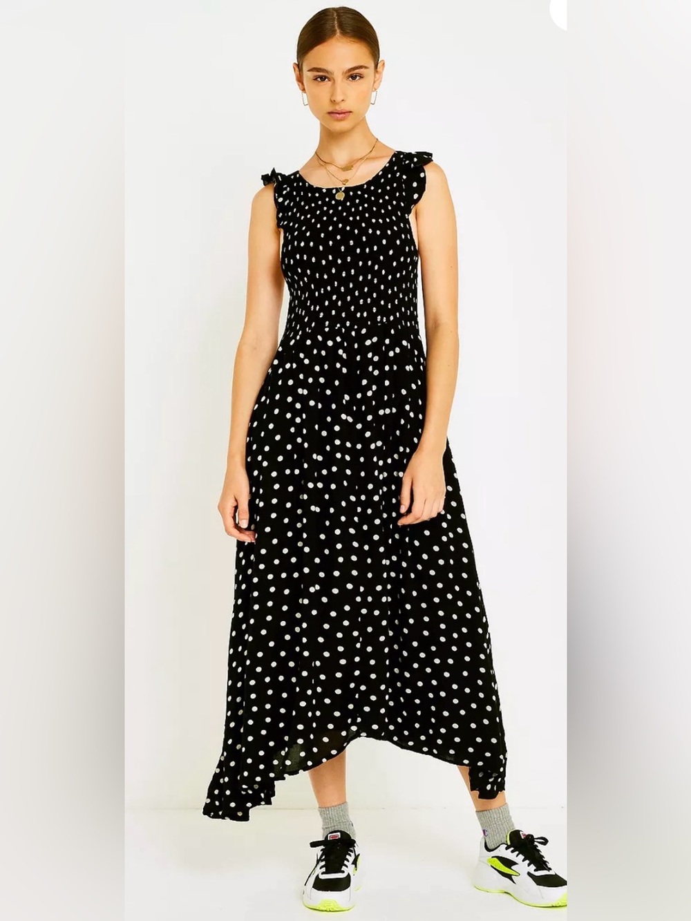 Free People Chambray Butterflies Dot Midi Dress Size Medium